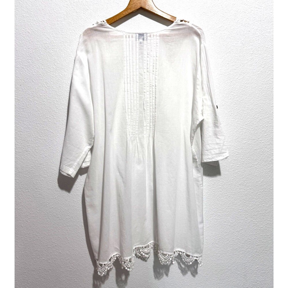 Swimsuits For All Swimsuit Cover Up Women's SIZE 18/20 Short Tab Sleeve White - Picture 7 of 16